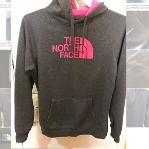 Gray and Pink The North Face hoodie